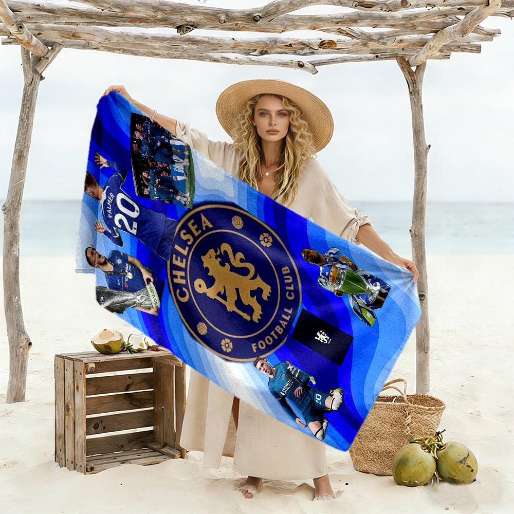 Asciugamano da Spiaggia Blu Chelsea Football Club Super Morbido Microfibra Tessuto Quickdry Confortevole Leggero Adatto per Nuoto, Palestra, Campeggio