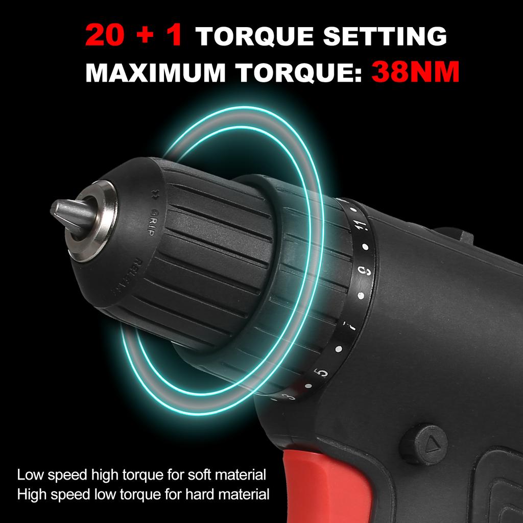 12V Brushless Drill Set, Efficient and Durable, with Multi-functional Accessories Black UK