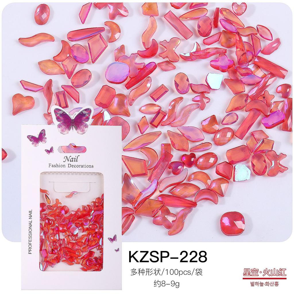 Bagged Flat Bottom Special-Shaped Diamond Nail Art Jewelry Aurora Color Abs Resin Diamond Nail Art Diamond Jewelry