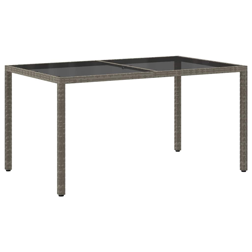 VidaXL Gartentisch 150x90x75 cm Hartglas und Poly Rattan Grau