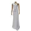 New Fashion Solid Color Sexy Tight One-shoulder Sleeve Long Dress for Party - Women's Private Wear Aristocratic Style Evening Gown