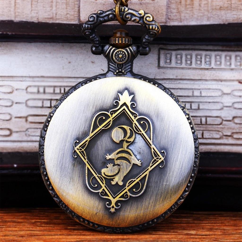 Pocket Watch Doublesided Carved Vintage Flip Cover Quartz Watch