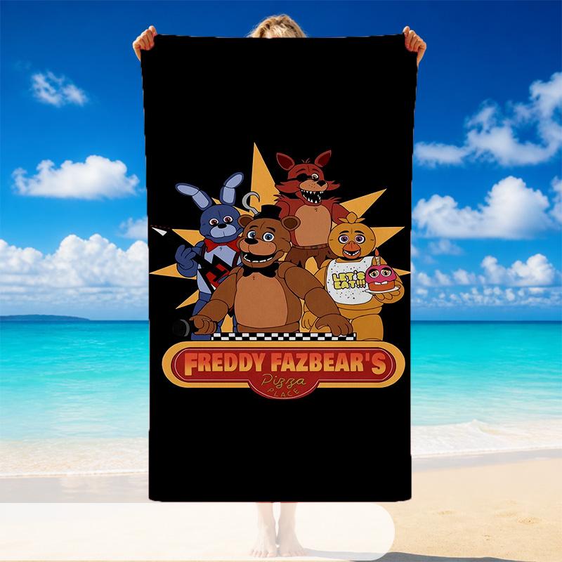 Quick Dry Beach Towel Five Nights At Freddy’s Pattern, Lightweight Absorbent Towel for Pool Beach Vacation Use