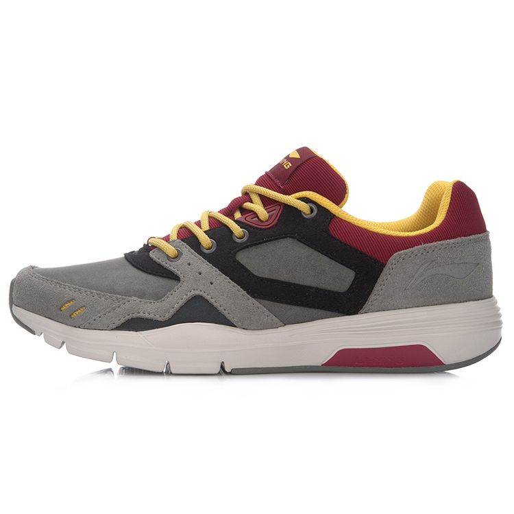 

Li Ning Retro Walker Амортизирующие Кроссовки с Низким Верхом Унисекс серый красный черный ACGM001-4 45