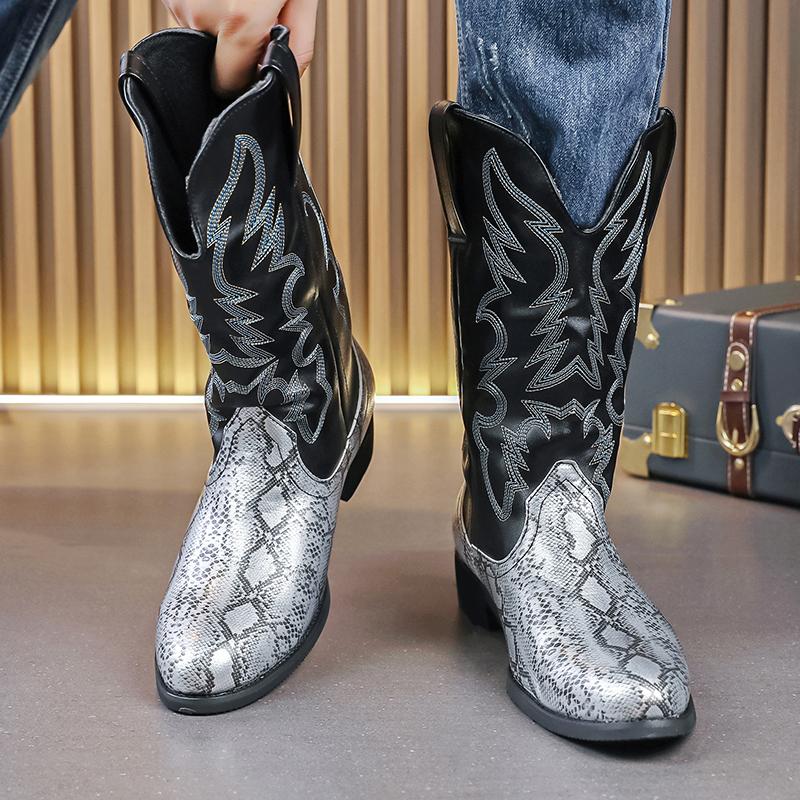 Fashion Autumn and Winter Men's Long Boots Fashion Designer Style Outdoor Street Walking Daily Party Motorcycle Black Plus Size 38-48