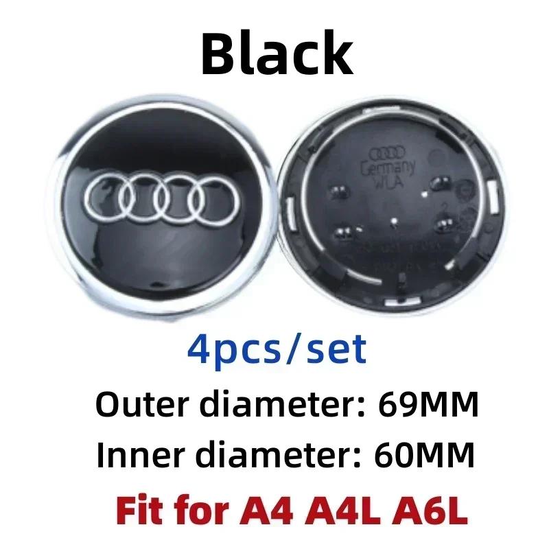 For Audi 60/61/68/69/77MM 4pcs Car Wheel Center Hup Cap Cover A4 A6L A7 A8 A3 A5 A6 S3 S4 Q3 Q5 Q5L Q7 Modification