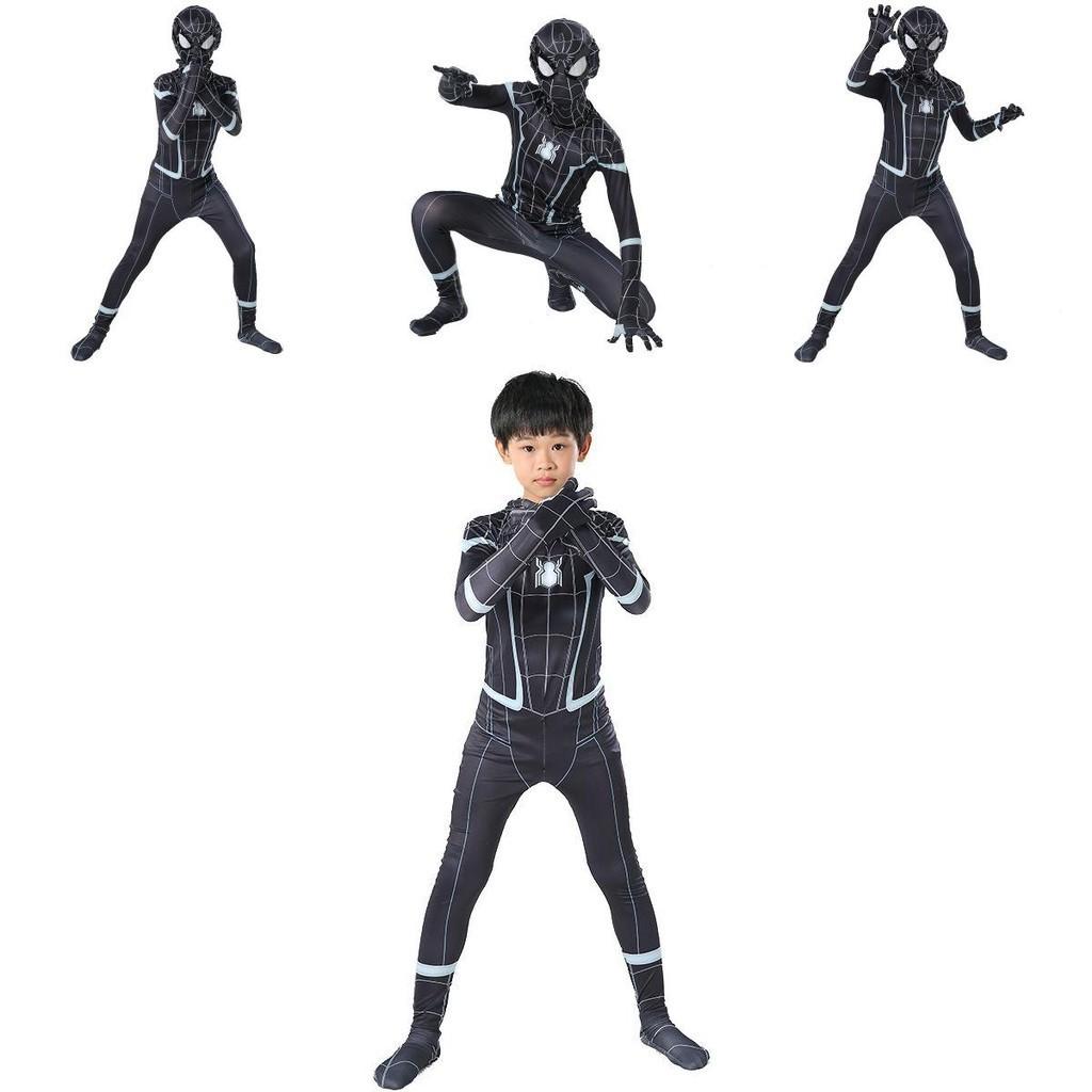 Elegante Tuta Cosplay di Spider-Man Homecoming Nera con Lavorazione Raffinata per Tutte le Età
