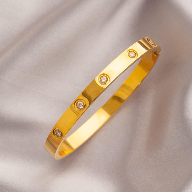 Leichter Luxus High-End Voll Diamant Titanstahl Armreif - Damen Modischer Temperament Schmuck