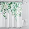 Emerald Green Eucalyptus Shower Curtain Fabric, Watercolor Plant Leaves with Floral Bathroom Shower Curtain Set with Hooks