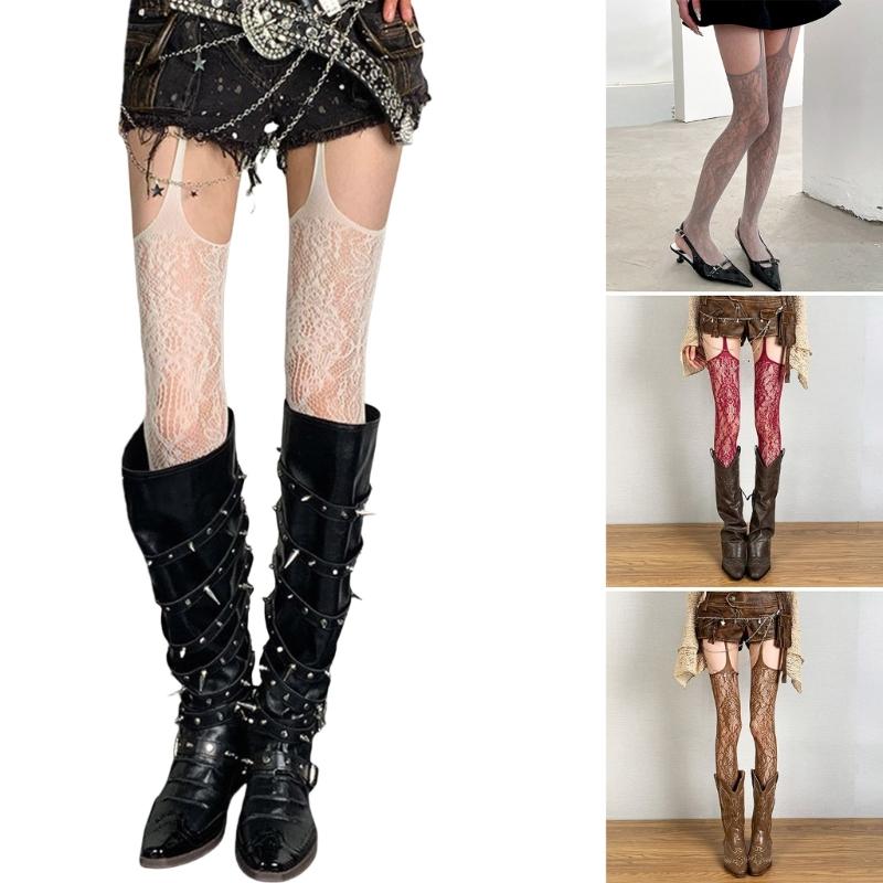 Fishnet Thigh High Stockings Patterned Suspender Tights for Women Garter Belt Pantyhose Tights Fishnets Hosiery Gifts
