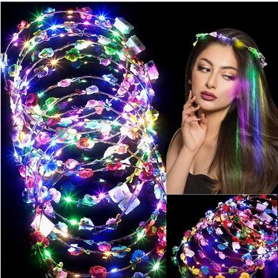 Glow Garland Headbands for Christmas PartiesCosplay Fluorescent Parties Weddings Birthdays PhotographyConcertsCar Tailgate Decor