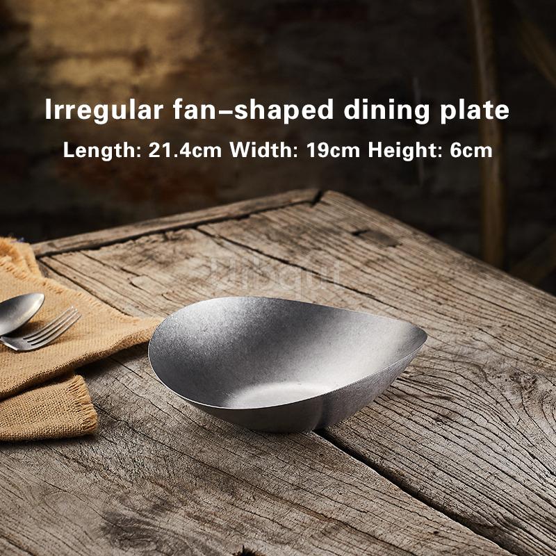 Creative irregular plate High-end stainless steel outdoor tableware Western-style dinner plates Vintage alien-shaped plate