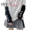 Lolita-Stil Armstulpen Sternenstrick-Stulpen, Fingerlose Handschuhe für Damen Mädchen, Gothic-gestreifte Häkel-Ärmel, Cosplay-Kostüm und Tägliche Kleidung
