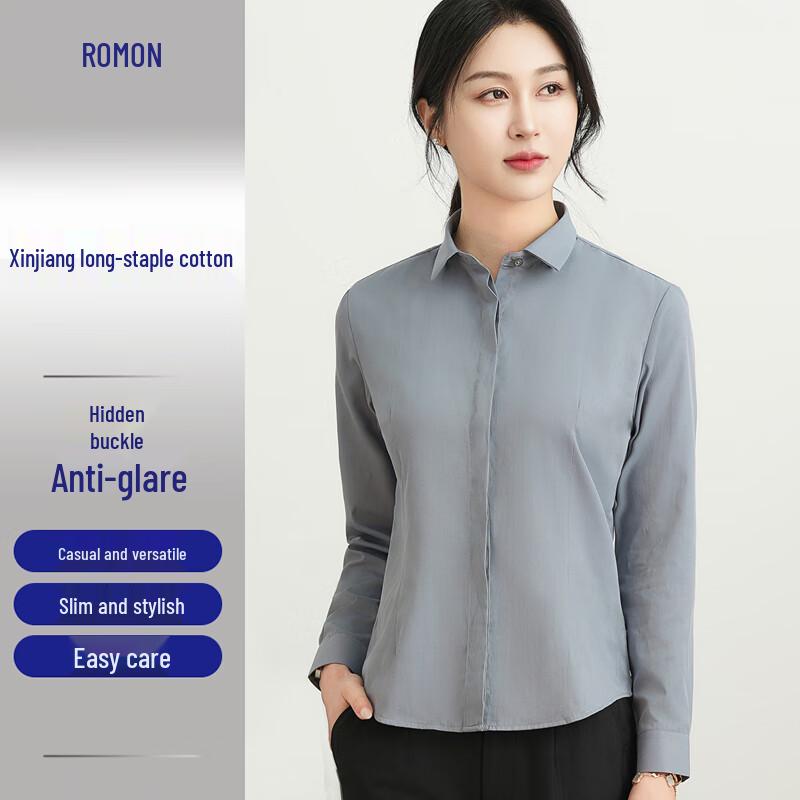 Romons Women s Cotton Blend Long Sleeve Slim Fit Shirt 40
