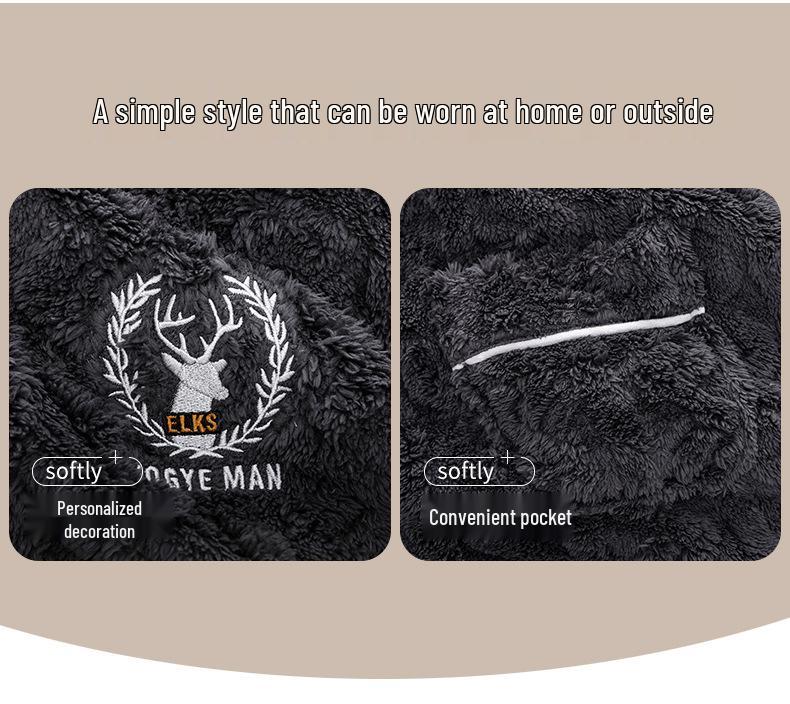 Herren Plüsch Dick Pyjama Set für Herbst/Winter – Warme Haus- & Outdoor-Bekleidung, Übergrößen verfügbar