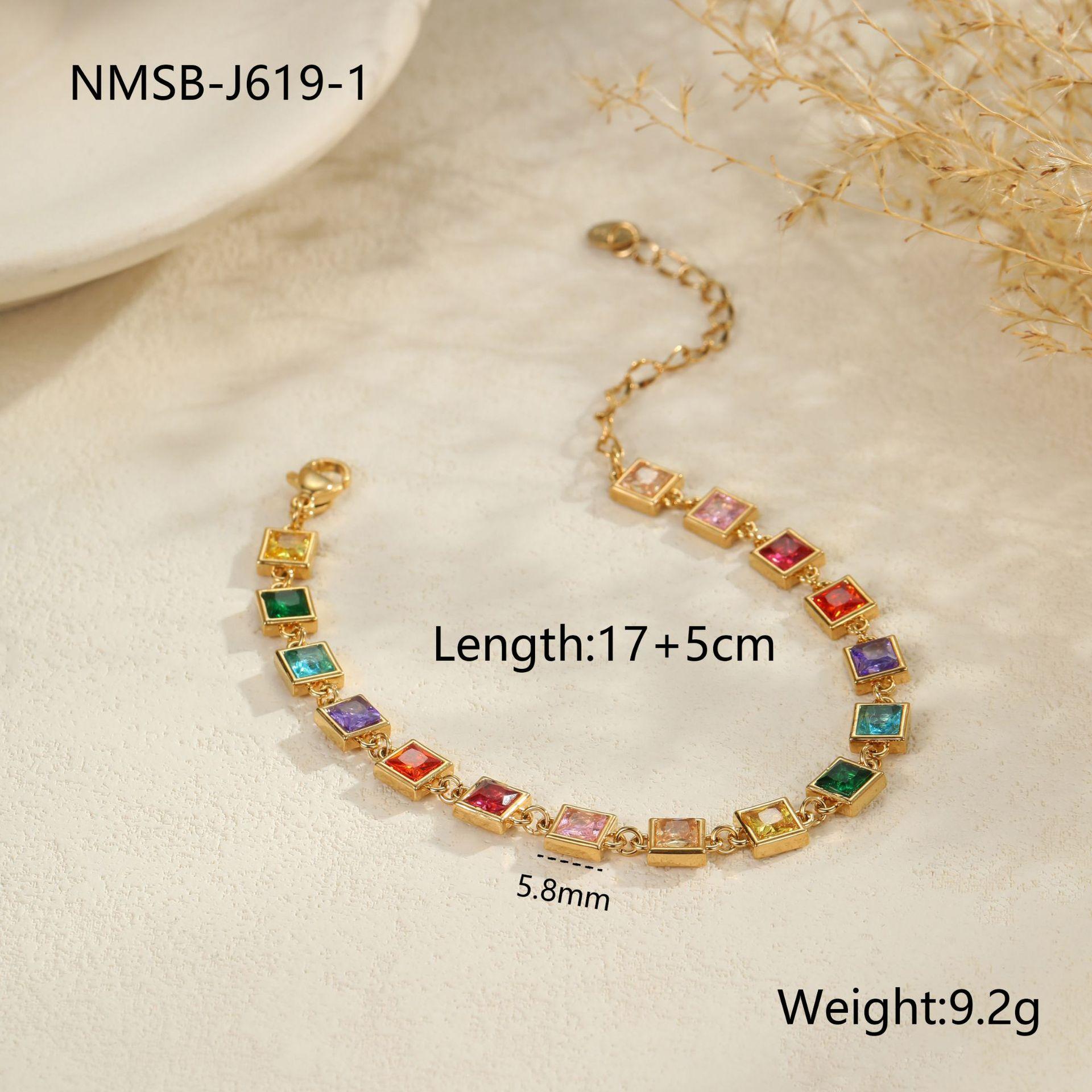 GEMCHIC Women s 18K Gold Plated Stainless Steel Colorful Cubic Zirconia Bracelet