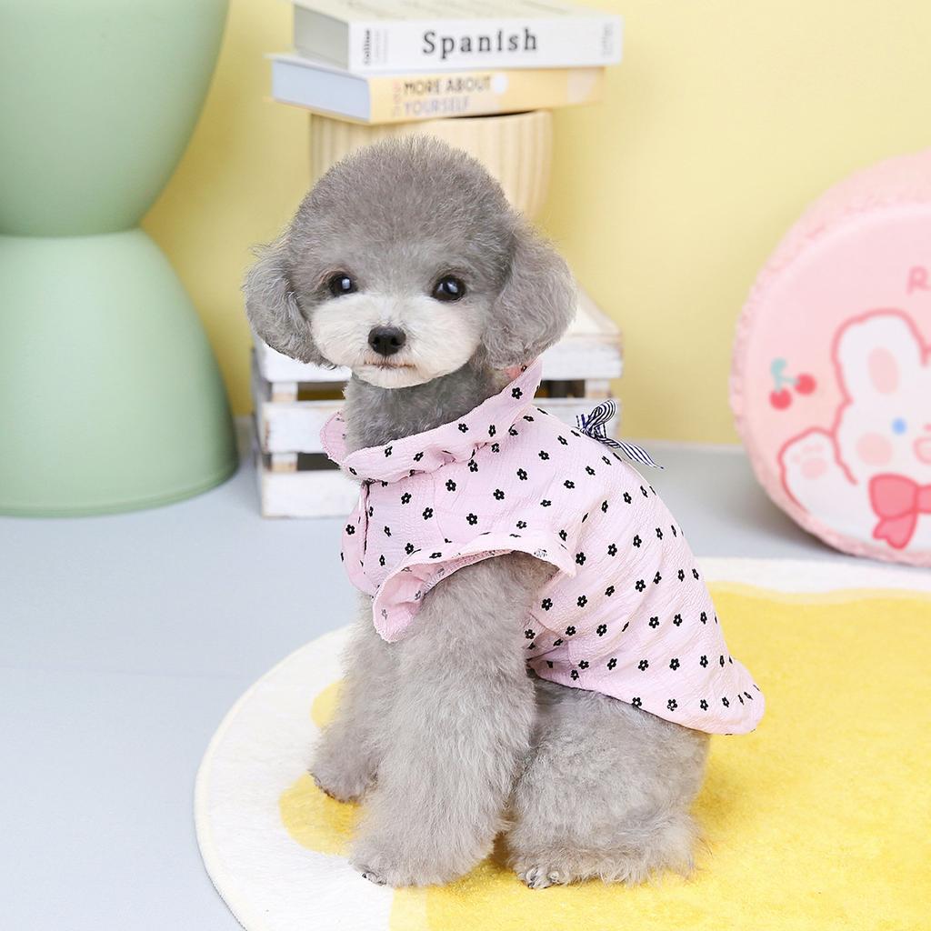 2023 Spring and Summer Dog Clothes Pet Clothing Teddy Applicable Small Chrysanthemum Shirt Dog Clothes