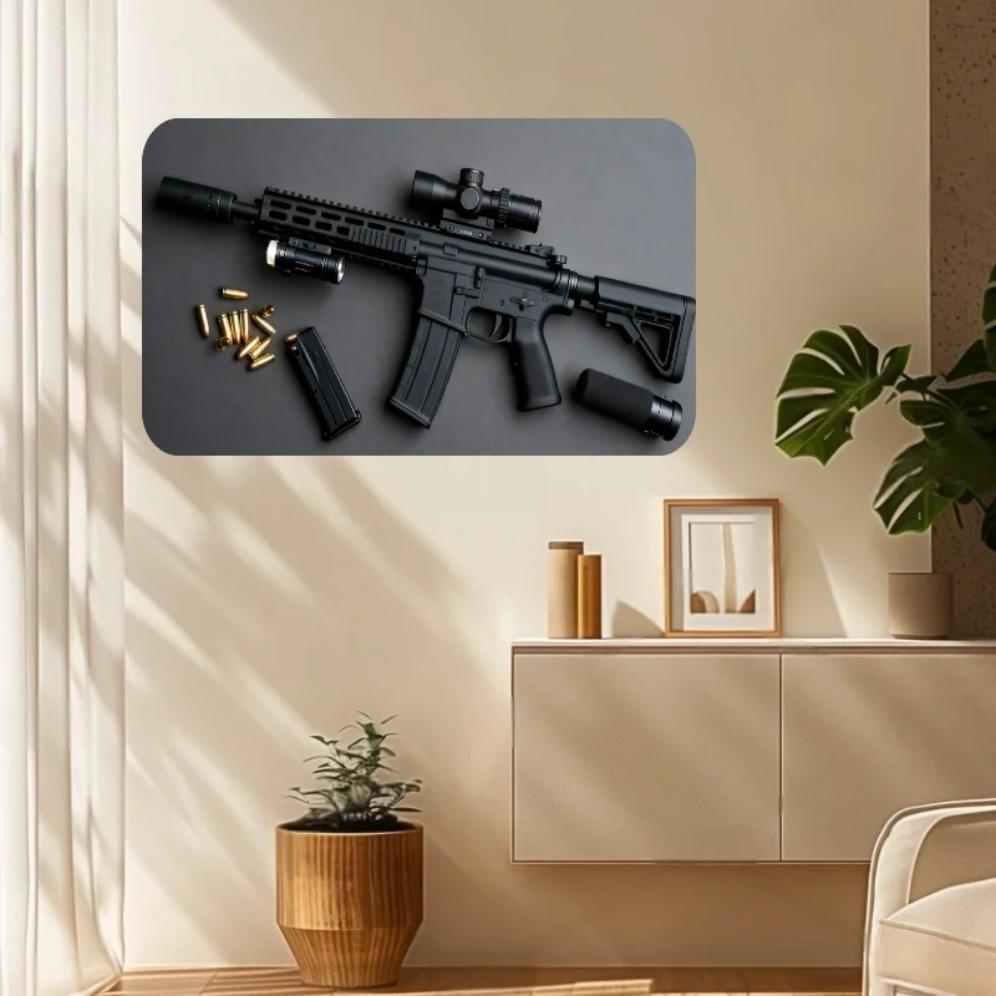 Tactical AR Rifle Metal Wall Sign for Gun Room Man Cave Garage Decor