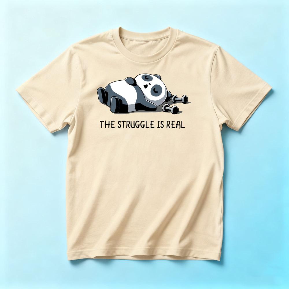 The Struggle Is Real Lazy Panda Dumbbell GraphicunisexSummer Cotton T Shirt Gym Workout Humor Animal Daily Casual Top