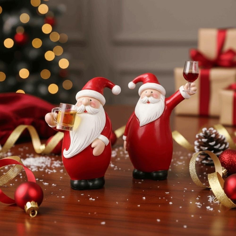 Resin Craft Vase Wall Decoration Drinking Pose Christmas Drinking Statue Office Desk