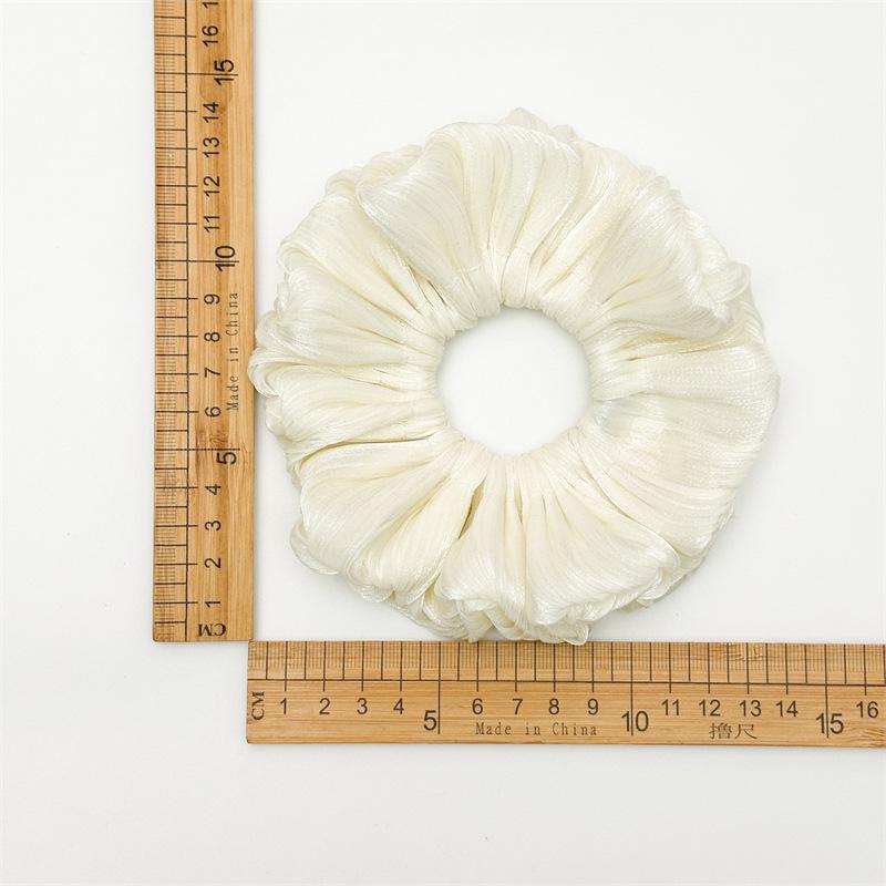 Vertical Pleated Metallic Luster Headwear Bold Glossy Ribbed Hair Ties High Elasticity Voluminous Bun Holders For Modern Styling