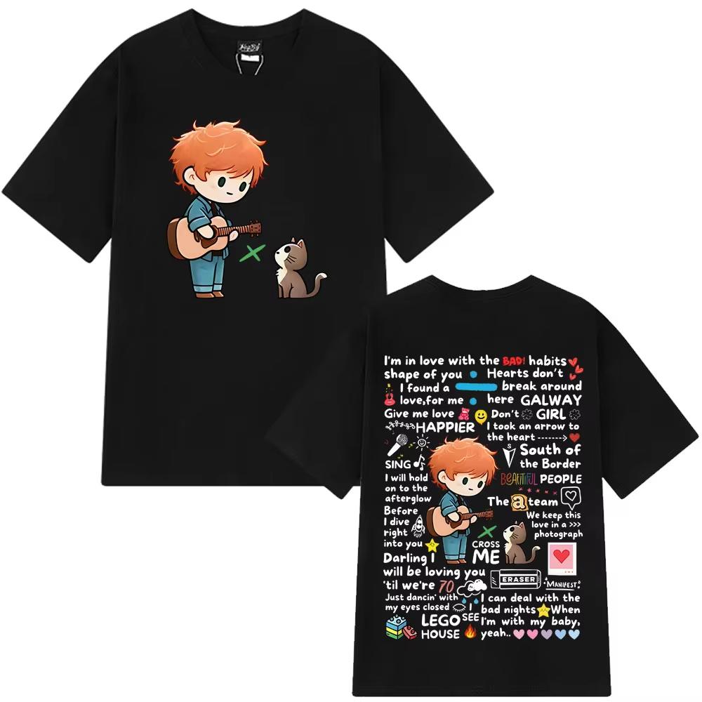 2025 Summer Ed Sheeran European Tour Graffiti Pattern Hot Sale T-Shirt Men Women  Harajuku 100% Pure Cotton Printed T-shirt Y2k