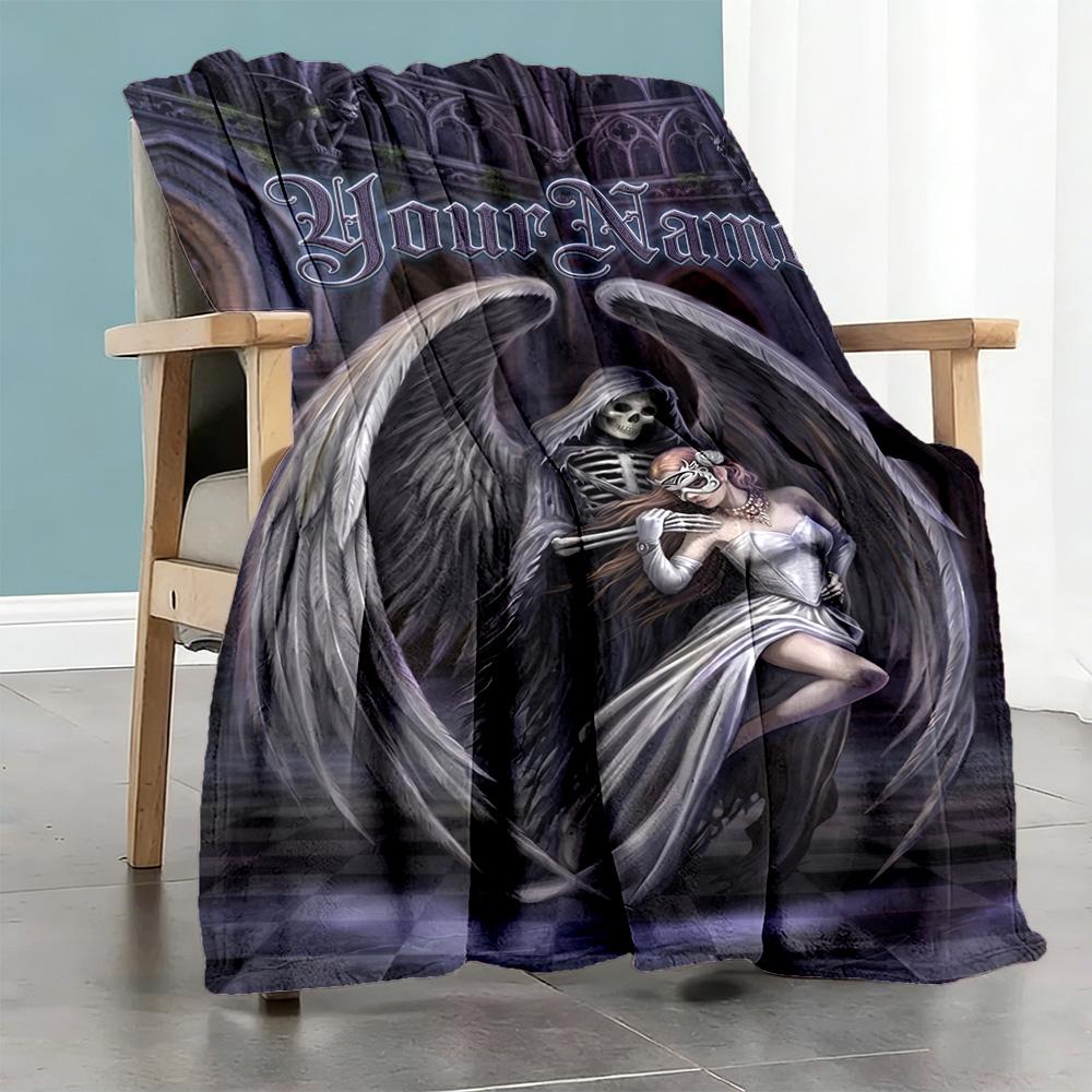 Gothic Illustrations Customize Your Name Blanket Cozy Personalized Blanket Soft Warm Cozy Perfect for Chair Office Chair Bed Home Decor All-Season Use