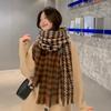 Houndstooth Plaid Ins Scarf Women's Autumn and Winter New Korean Version Versatile Student Shawl Warm Scarf Men's Trend