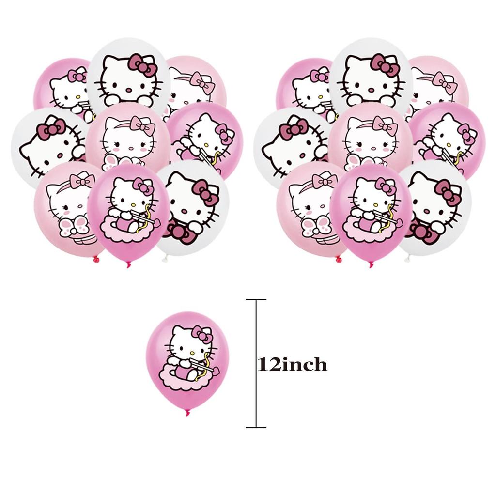 3D Hello Kitty Festival Birthday Decor Set: Balloons, Banner & Flags