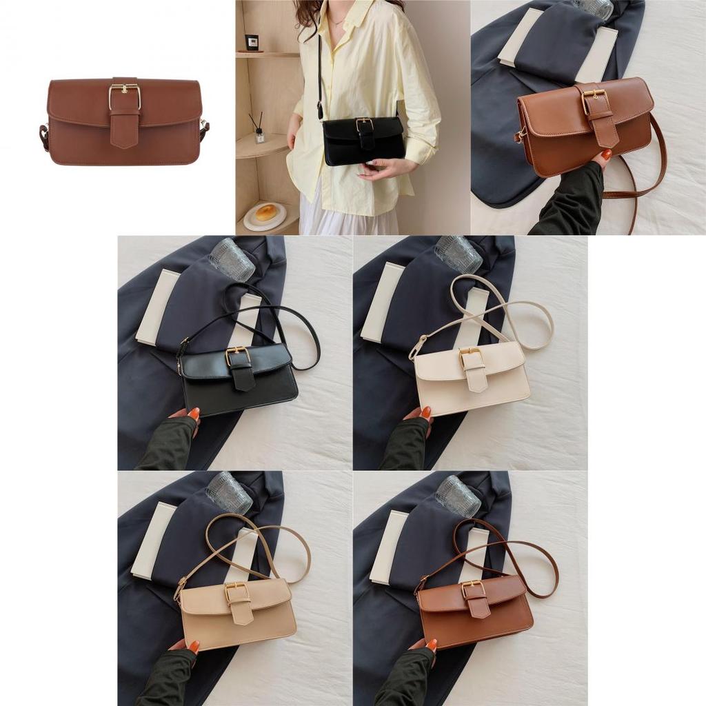 Chic Vintage Aesthetic Handbag For Women Elegant Solid Color Shoulder Bag