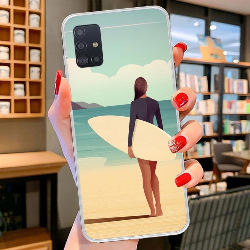 Surf Board Aesthetic Cover Phone Case For Samsung Galaxy A12 A22 A32 A52 A72 A02S Phone Case Note 20 Ultra 10 S10 Plus A51 A71 A