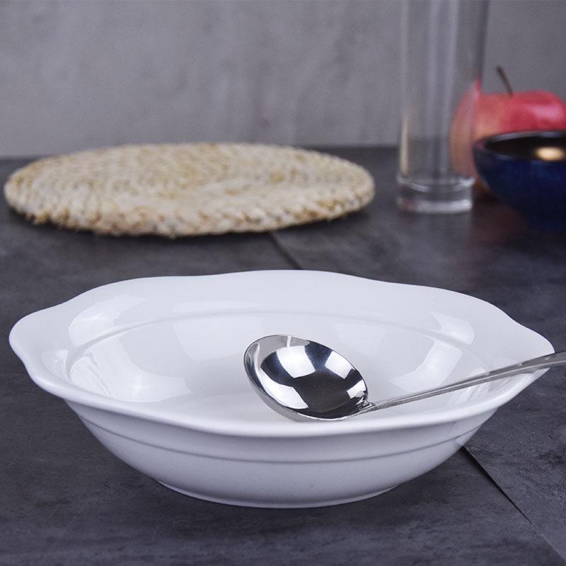 Elegant White Ceramic Pickled Fish & Noodle Bowl for Home or Restaurant Use