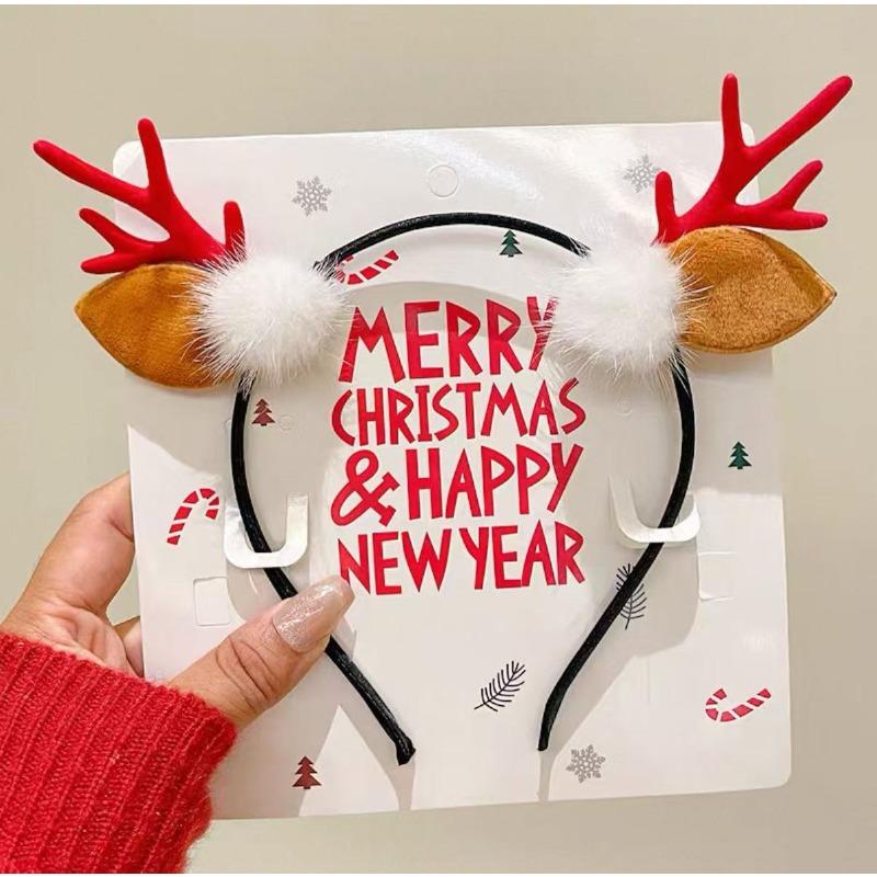 Vánoční čelenka Xmas Elk Horn Bell Flitr Vánoční gumička do vlasů Šťastný Nový Rok Fotorekvizity Veselé Vánoce Dekor Dárky pro děti