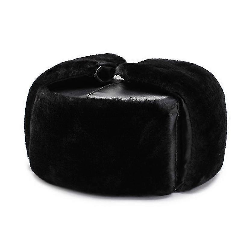 Unisex Aviator Hat Faux Leather Pilot Cap Winter Trapper Hunting Hat
