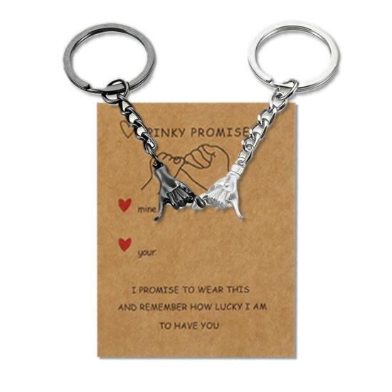 

1 Pair Couple Keychain Hand in Hand Design Promise Matching Keychains Him Her Anniversary Matching Keychains