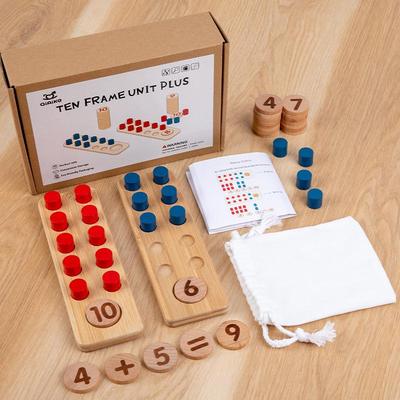 Montessori Mathe Holz Zehnerrahmen Spielzeug für Kinder: Zahlengefühl & Rechenfähigkeiten verbessern