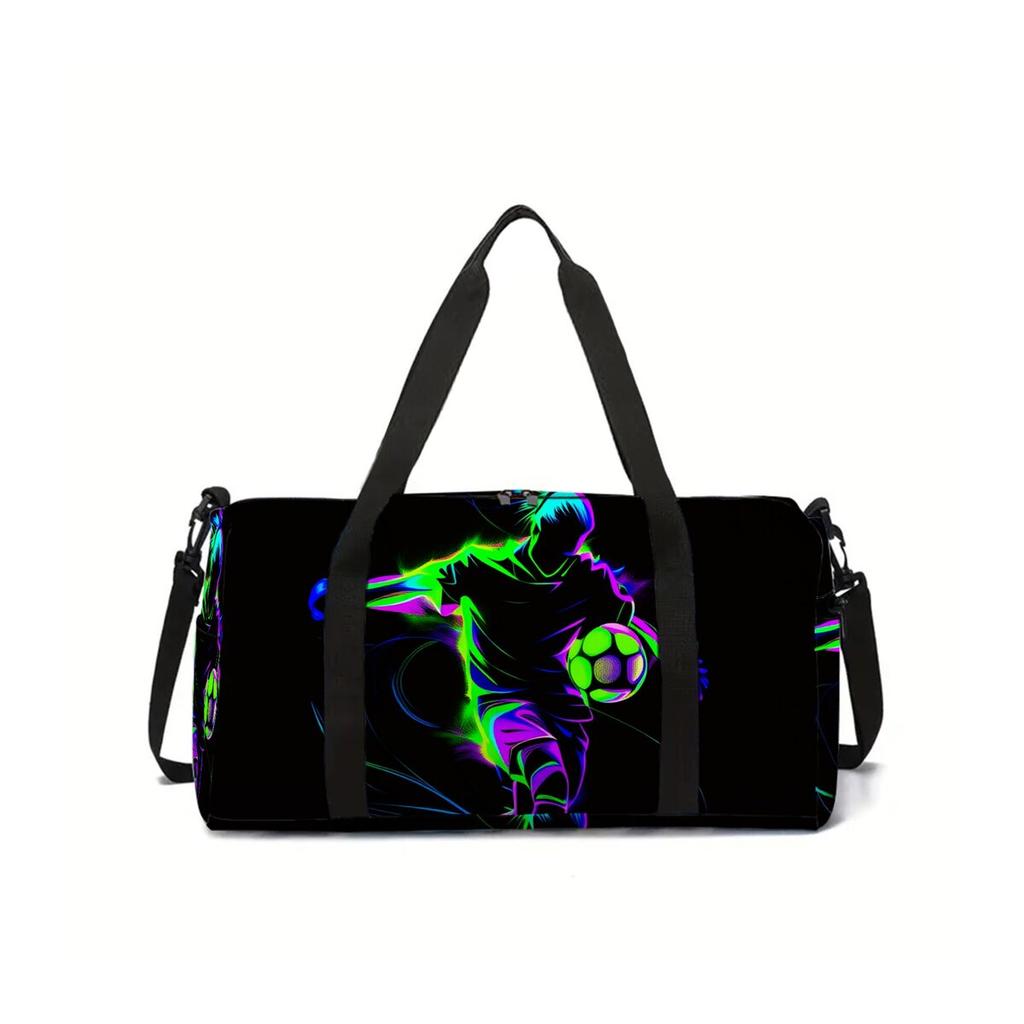 Football Pattern Large Capacity Luggage Bag for Boy/Girl Best Gift 2D Cartoon Travel Duffels Outdoor Fitness Bag for Children
