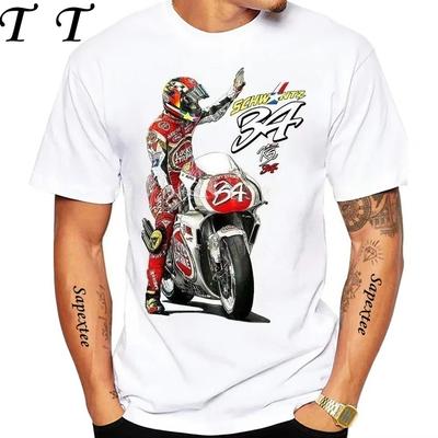 Legend Rider Kevin Schwantz 34 1993 GP 500cc T-Shirt Men Short Sleeve Hip Hop Boy Sport Casual White Tops Man Motorcycle Tees