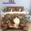 Cartoon Calico Cat Pattern Bedding Home Decoration Birthday Gift (1 * duvet cover + 2 * pillowcase, without core)