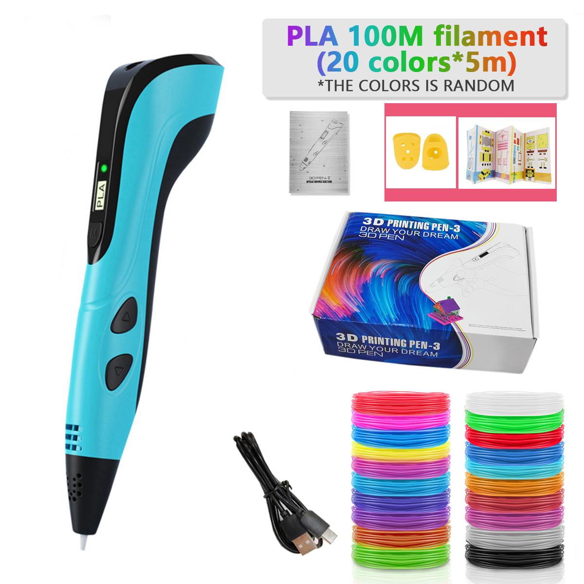 

2022 NEW 3D Printing Pen 3d Pen Set for Kids Chidren Child s Birthday Christmas Creative DIY Gift LCD Display with PLA Filament синий