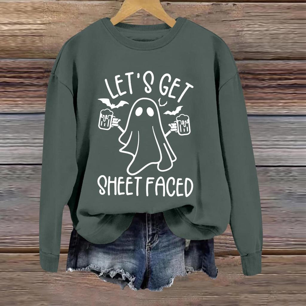 Halloween Sweatshirts For Women Cute Ghost Long Sleeve T Shirt Fashion Sweatshirt