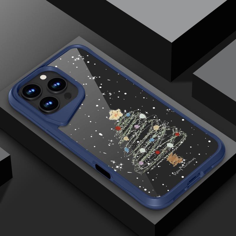Dream Merry Christmas Tree Pattern Soft Edge Phone Case For iPhone 16 15 Pro Max 14 13 Pro Acrylic Clear Matte Shockproof Lens Protection Cover