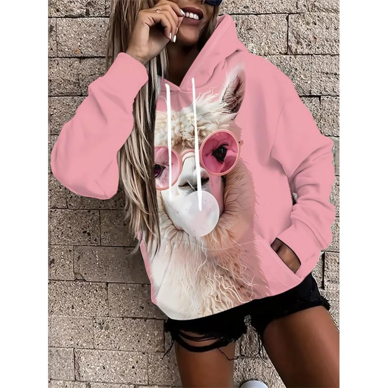 Womens Oversized Hooded Sweatshirt With Botanical Cartoon Print Loose Fit Comfortable Casual Top 2025