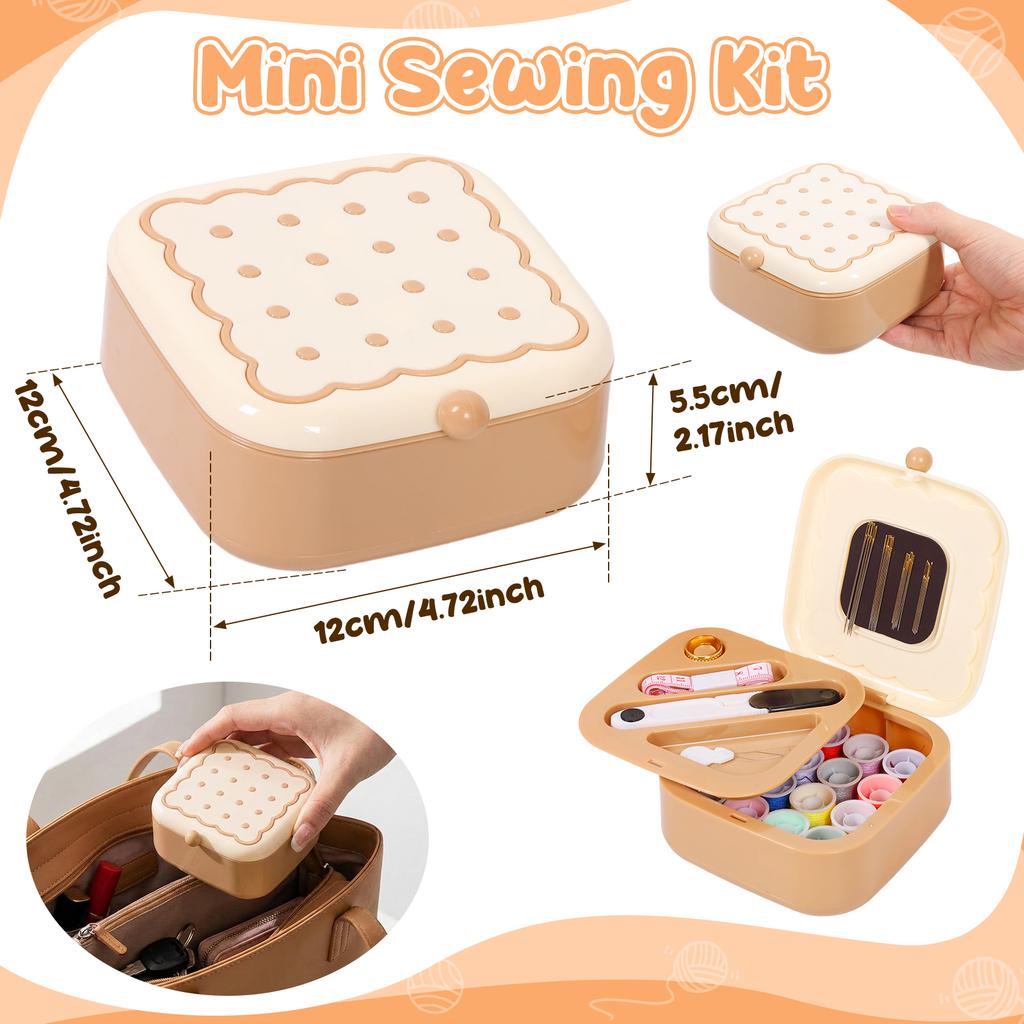 Small Sewing Kit with Storage Box Cute Portable 2 Layer Organizer Magnetic Needle and Thread Kit with Case Home Clothes Repair