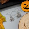 Halloween Fashion Sliver Color Hollowed-out Vampire Bat Pumpkin Skull Spider Web Ghost Dangle Earrings for Women Scary Jewelry