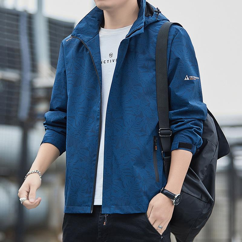 Куртка Весна и осень Куртка мужская ветрозащитная и водонепроницаемая съемная куртка Мужская камуфляжная куртка M синий