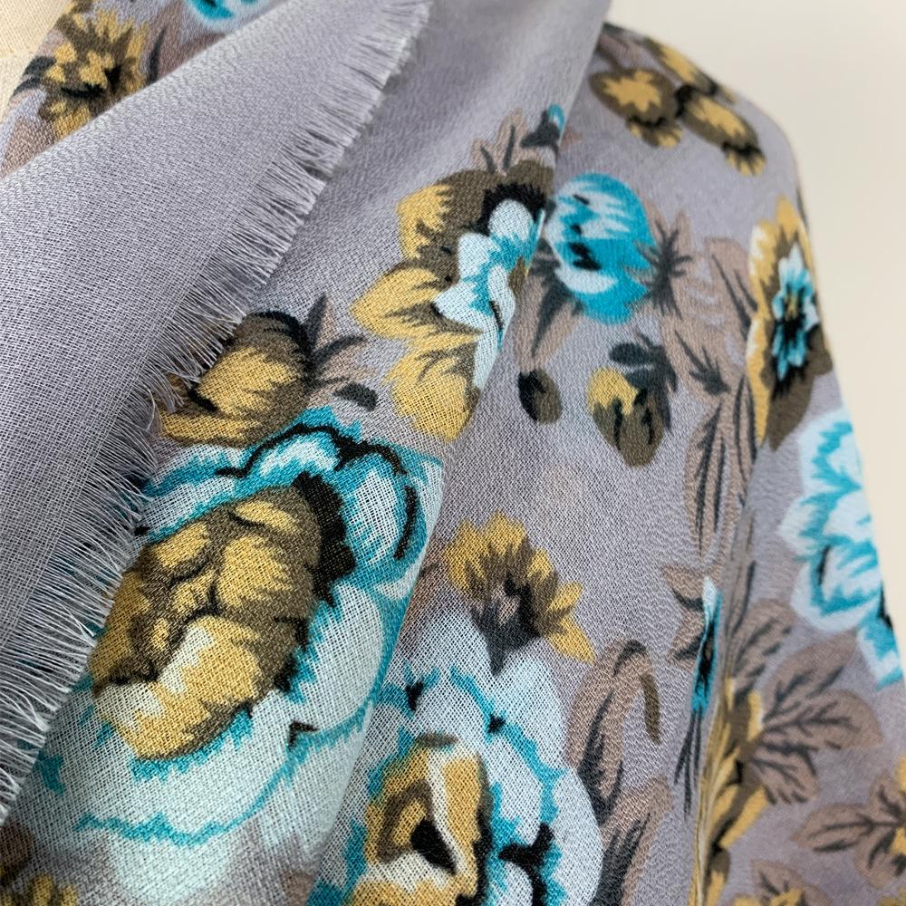 Vintage Floral Ethnic Print Shawl Scarf for Women
