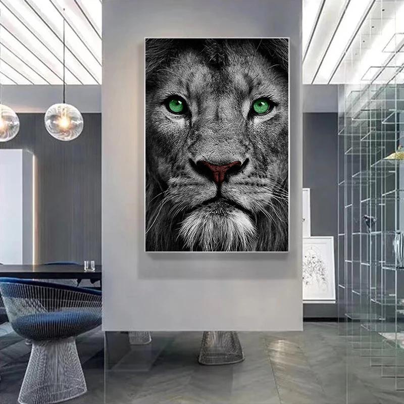 Modern Animal Lion Canvas Painting Black and White Posters and Prints Wall Art Picture for Living Room Wall Decoration Cuadros