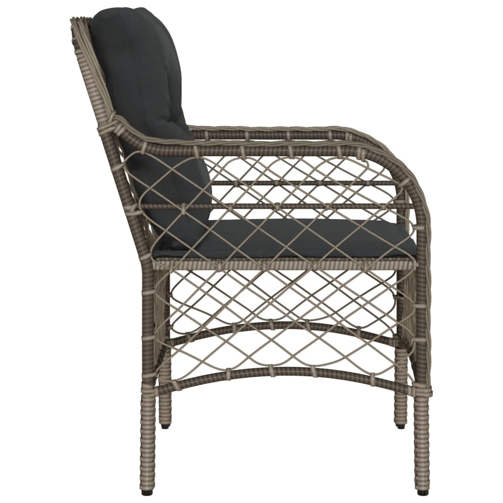 Garden Chairs with Cushions 2 Pcs Grey Poly Rattan