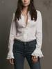 Women's Elegant White Pleated-Hem Shirt - All-Season Fashion